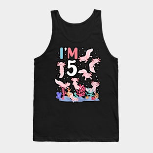 Axolotl Fish 5th Birthday I'm 5 Years Old lets party Axolotl Tank Top